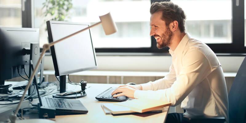 Man working on a computer