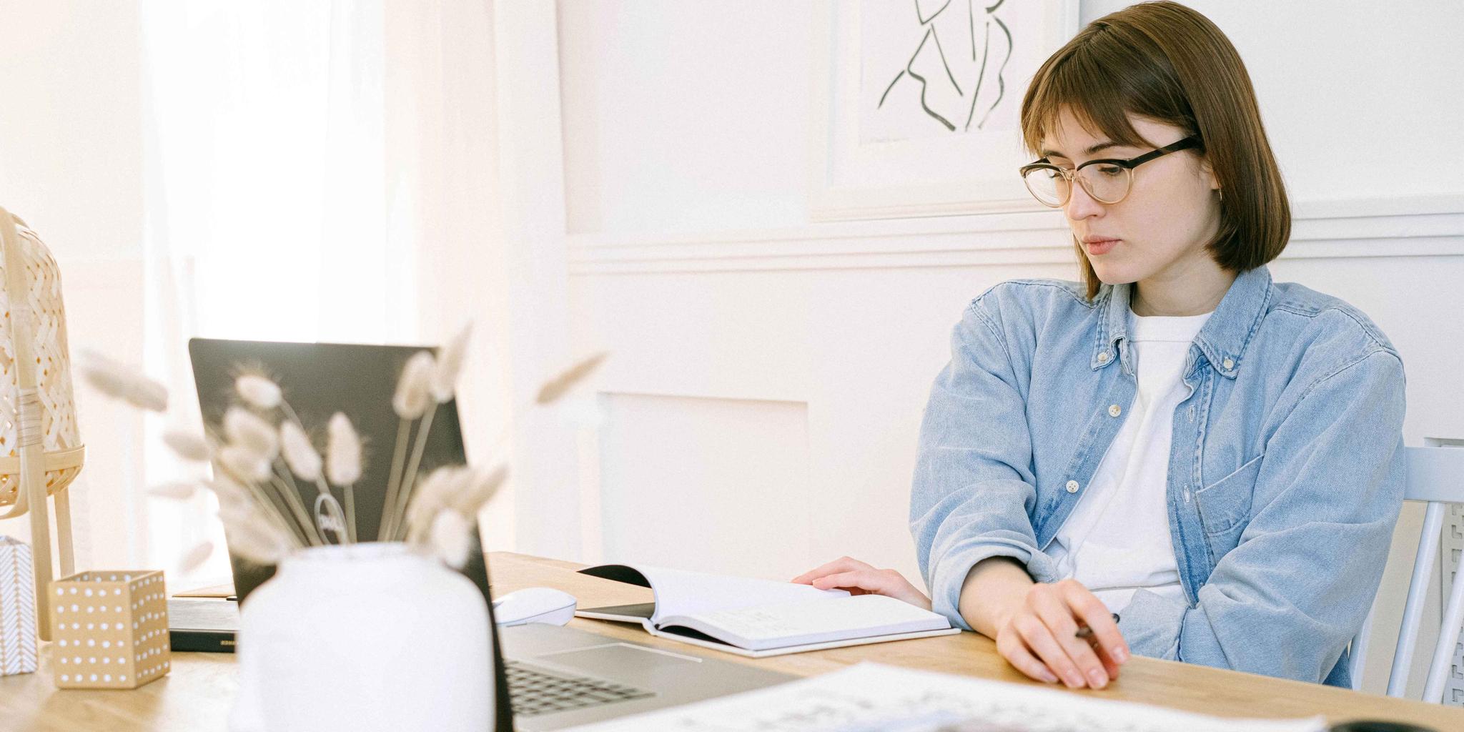 Woman checking her email