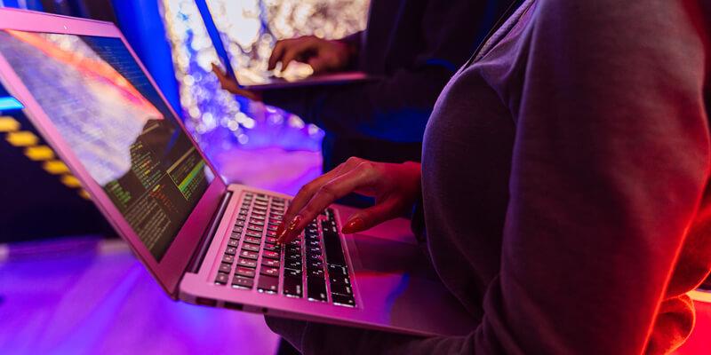 Woman entering password for login