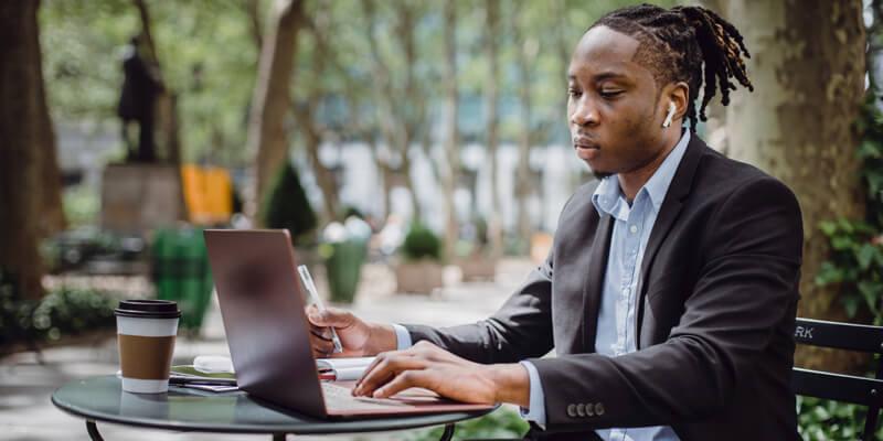 Man working on a laptop