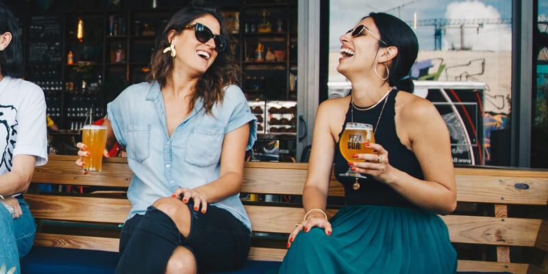 women enjoying their drinks