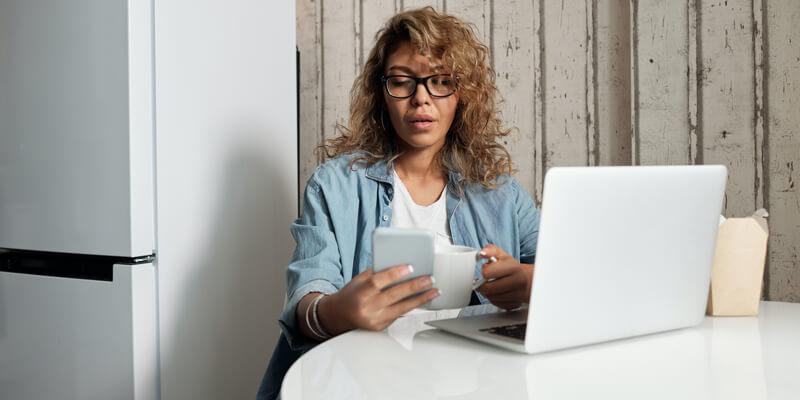 A woman checking her phone
