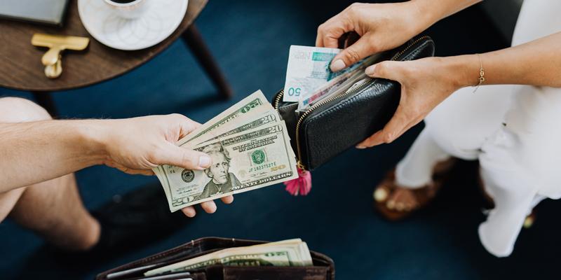 People exchanging money