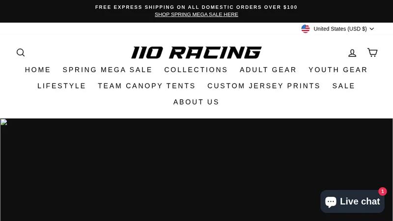 Custom Designed & Developed Store for 110 Racing