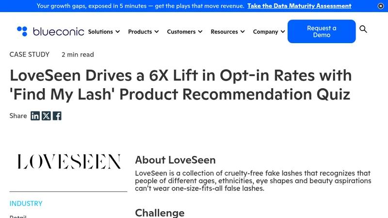 LoveSeen's quiz drives a glamorous 6X lift in marketing opt-in rates