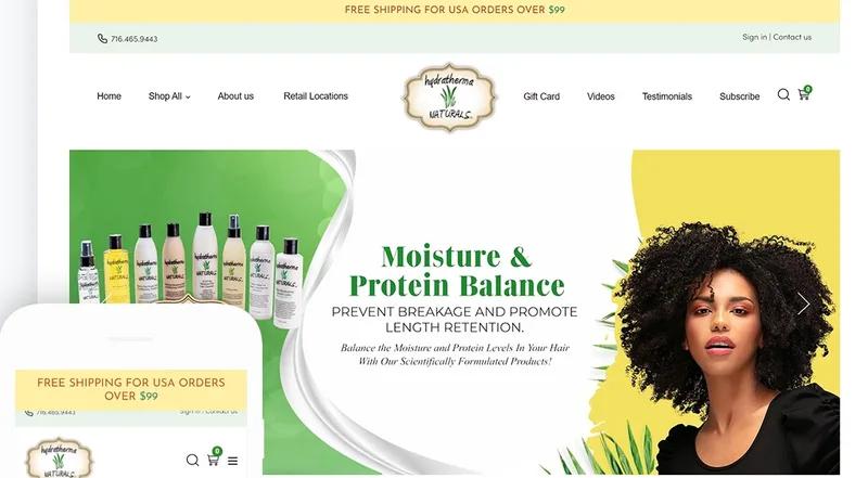 Hydra Therma Naturals Custom Theme Design