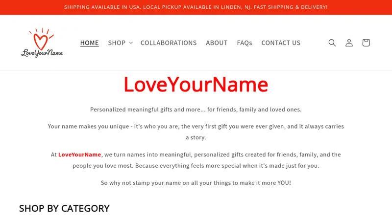 LoveYourName - Gift Shop