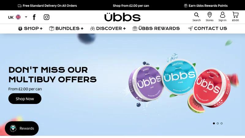 "Ubbs: Unique Nicotine Pouch Excels with Custom Shopify Website"
