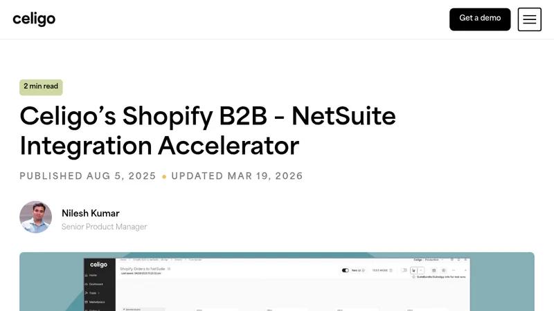 Celigo’s Shopify B2B – NetSuite Integration Accelerator