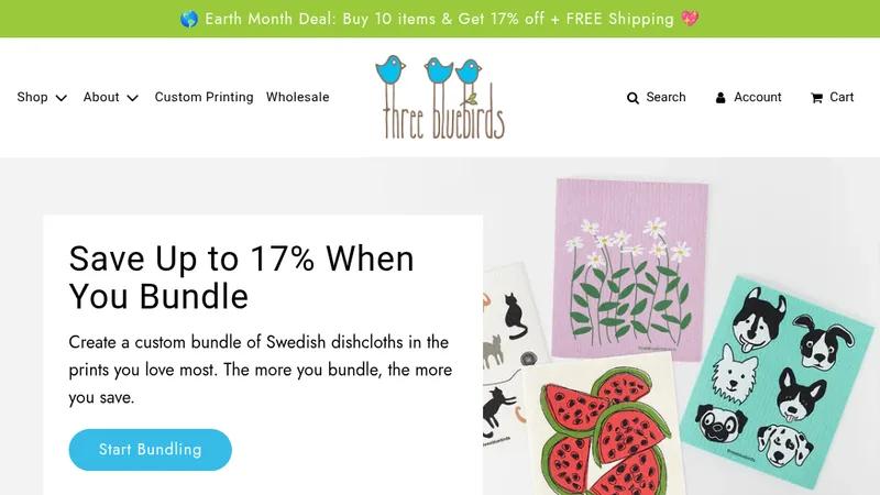 Three Bluebirds Swedish Dishcloths