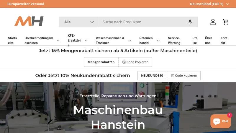 Maschinenbau Hanstein – Shopify-Lösung für industriellen Erfolg