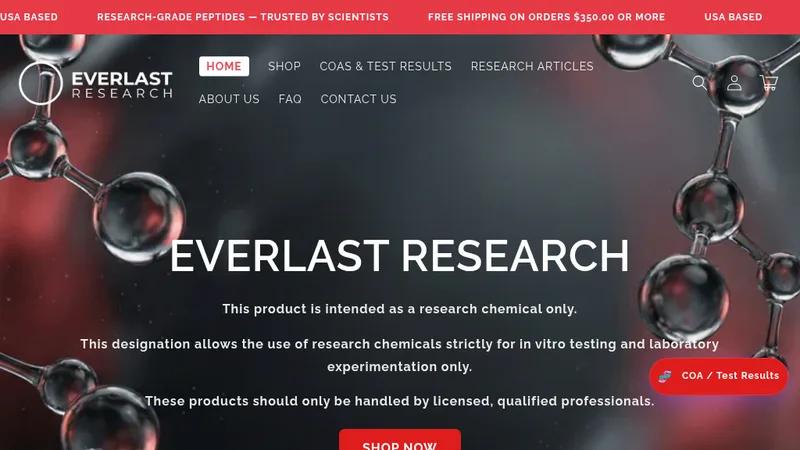Everlast Research — Sci-Fi Dark Theme Peptide Store