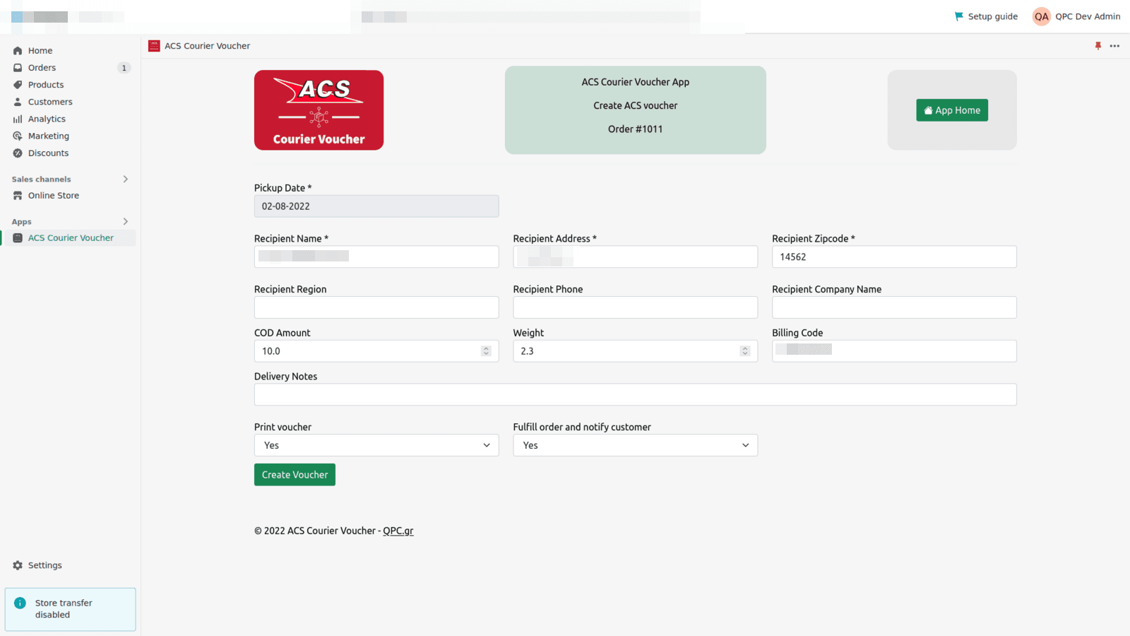 ACS Courier Voucher screenshot 2