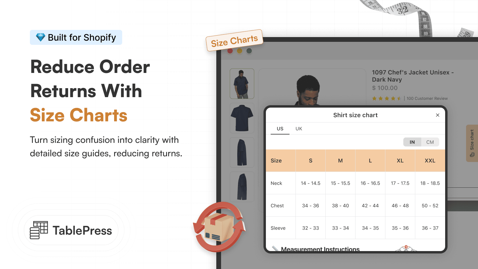 TablePress Size Chart & Guide screenshot 2