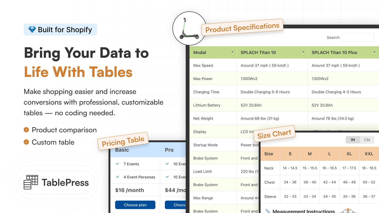 TablePress Size Chart & Guide screenshot 1