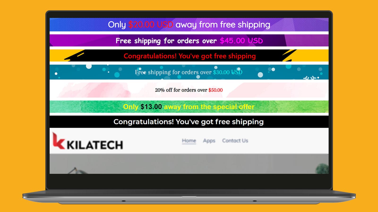 KILATECH Free Shipping Bar screenshot 2