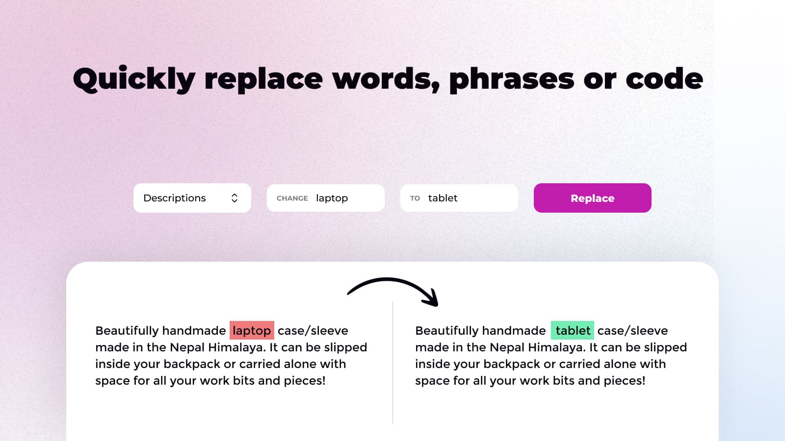 Replaceit ‑ Bulk edit products screenshot 2