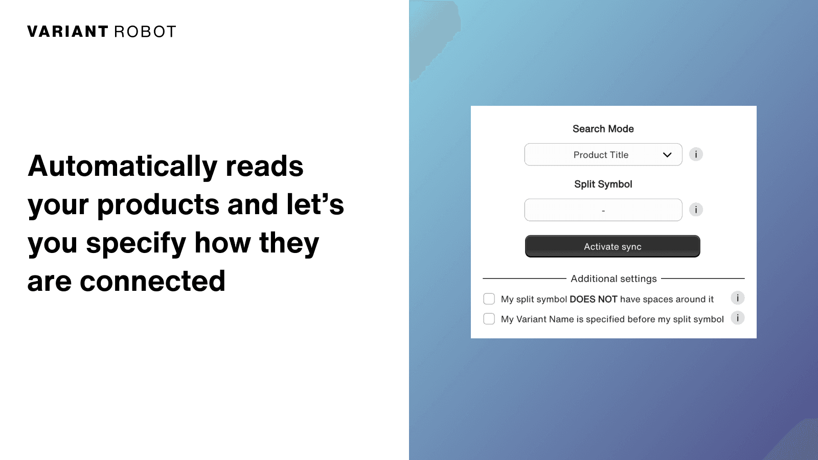 Variant Robot ‑ Product linker screenshot 2