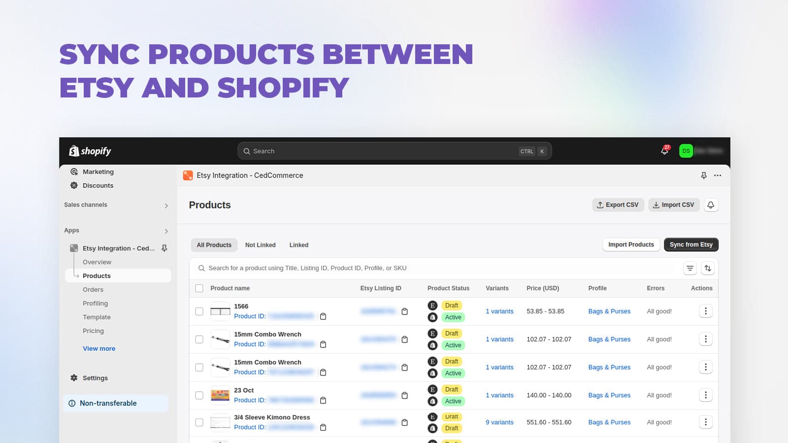 Etsy Integration ‑ CedCommerce screenshot 1