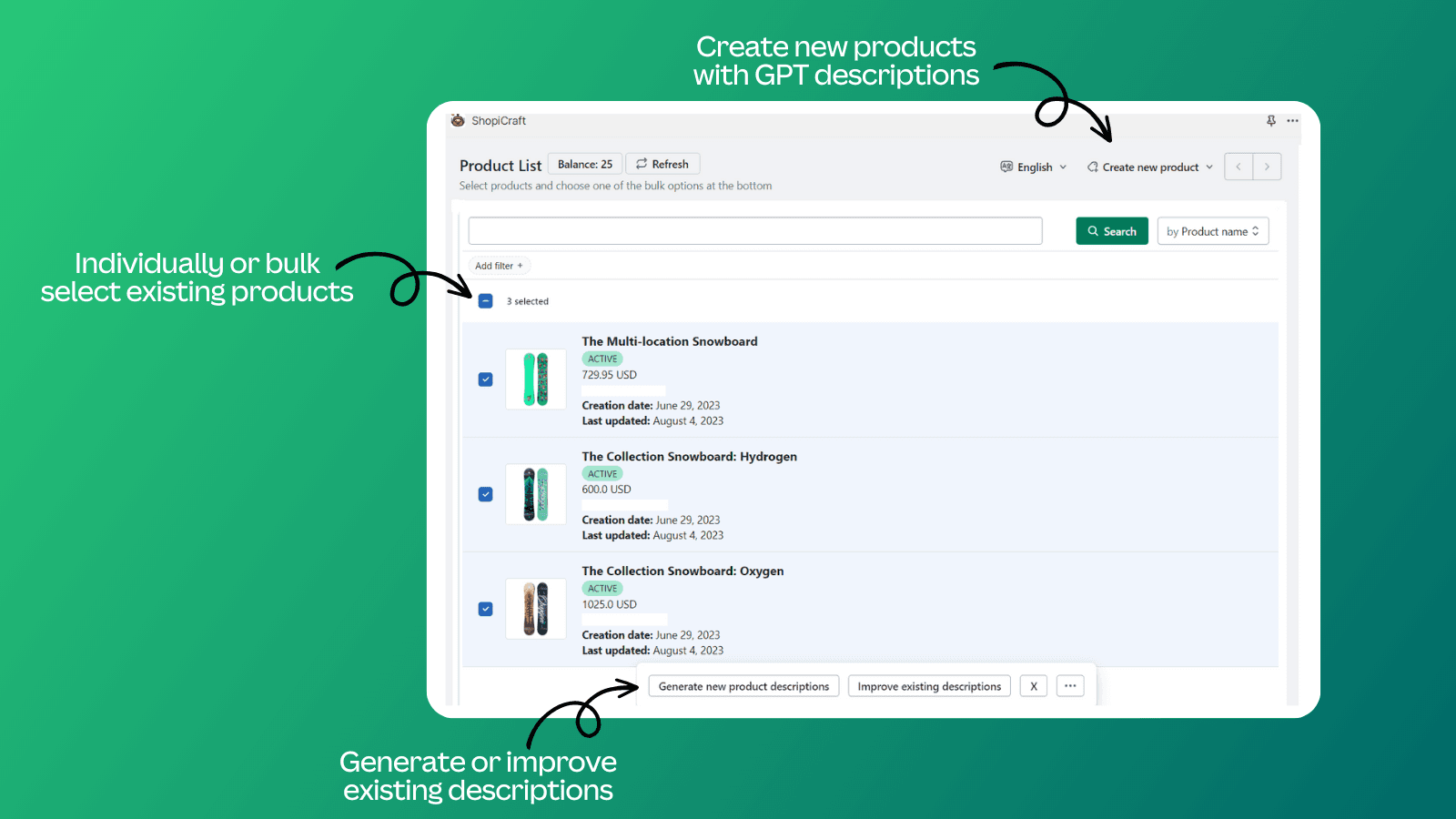 ShopiCraft‑AI Descriptions screenshot 1