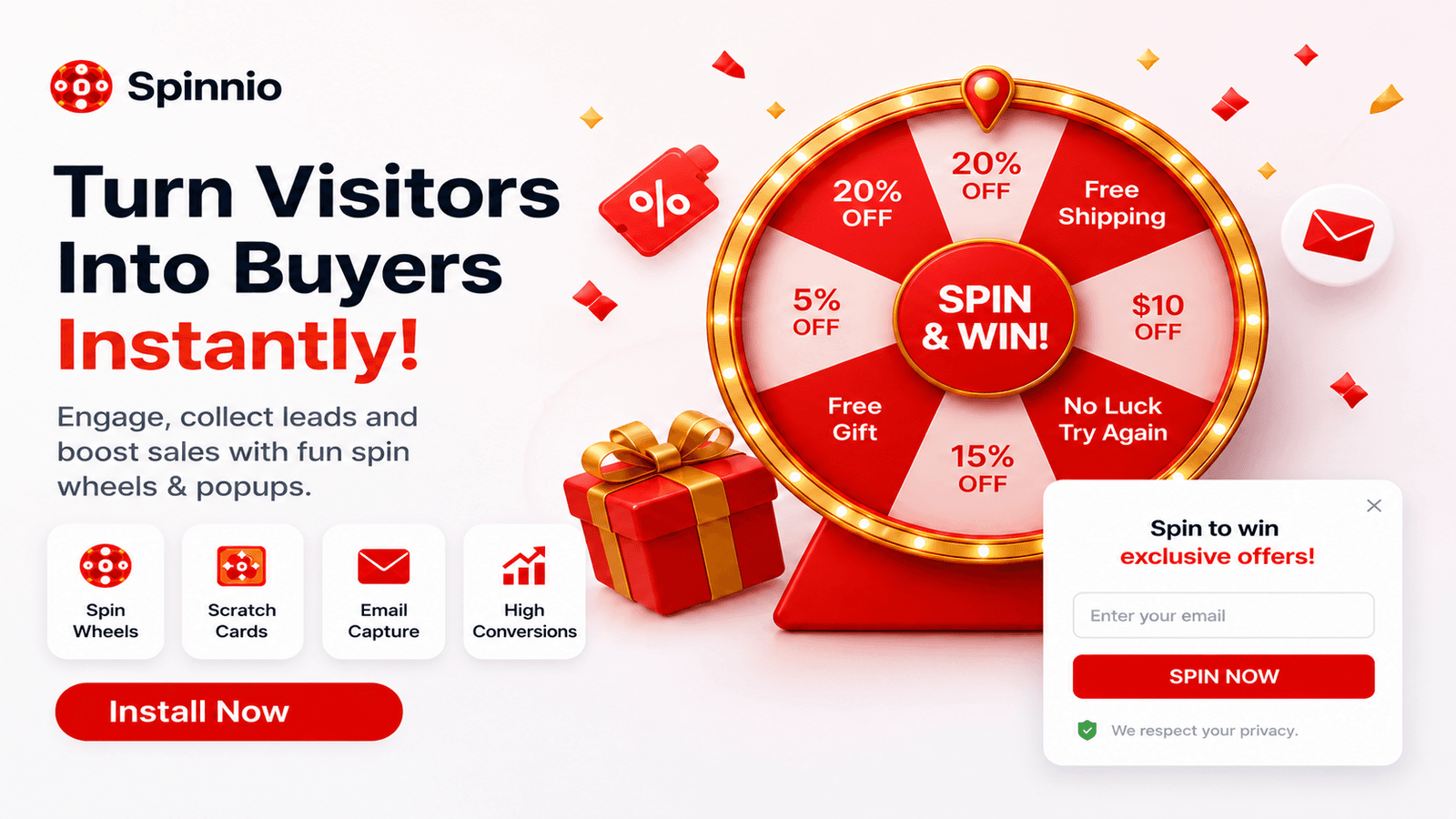 Spinnio Spin Wheel Email PopUp screenshot 1