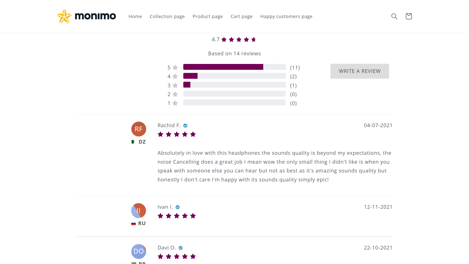 Monimo: Product reviews app screenshot 1