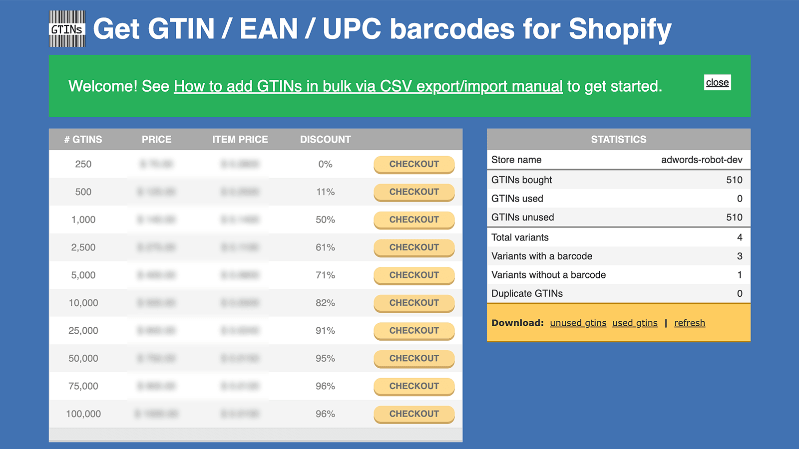 AR: Buy GTINs/UPC/EAN barcodes screenshot 1