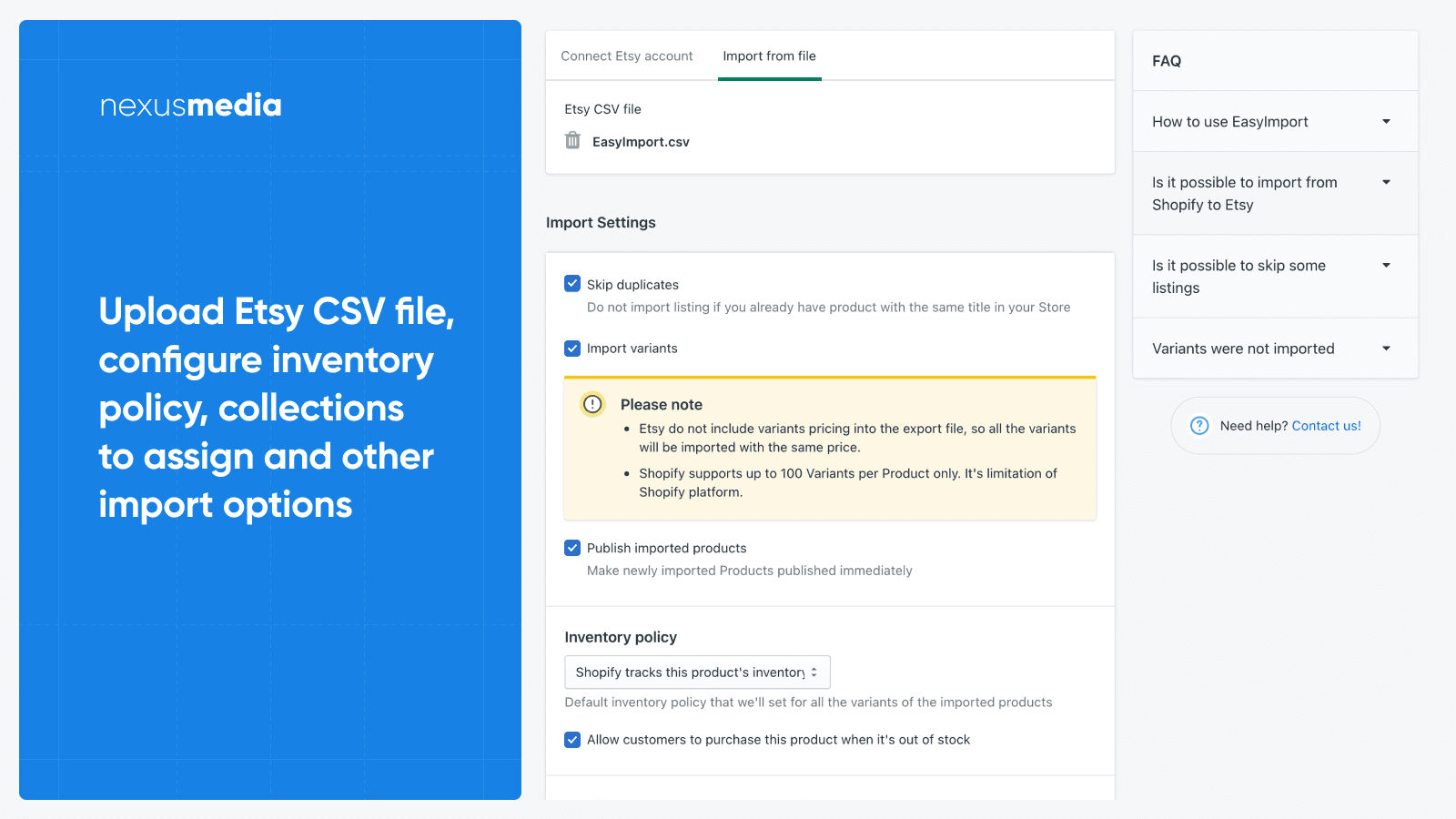 Easy:Import ‑ Etsy Import screenshot 1