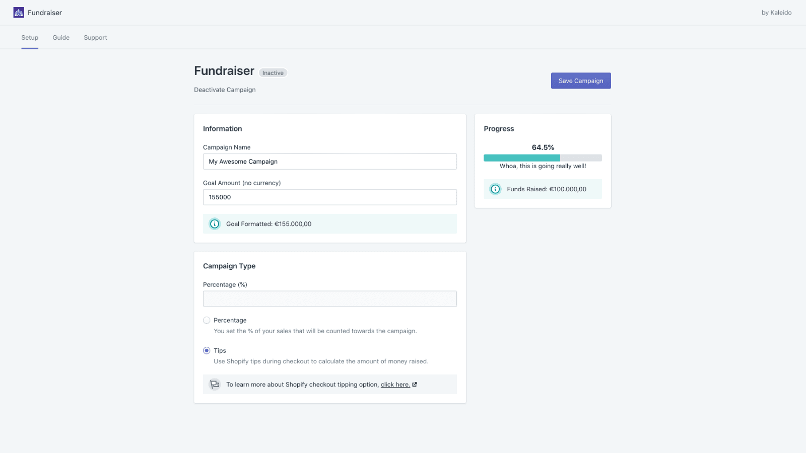 Kaleido Fundraiser screenshot 2