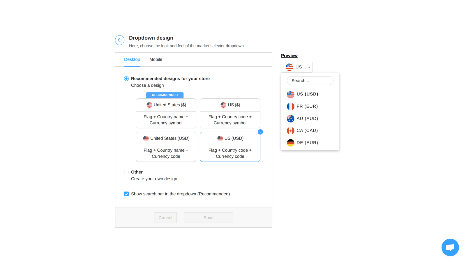 GeoFly Lang & Market Selector screenshot 2