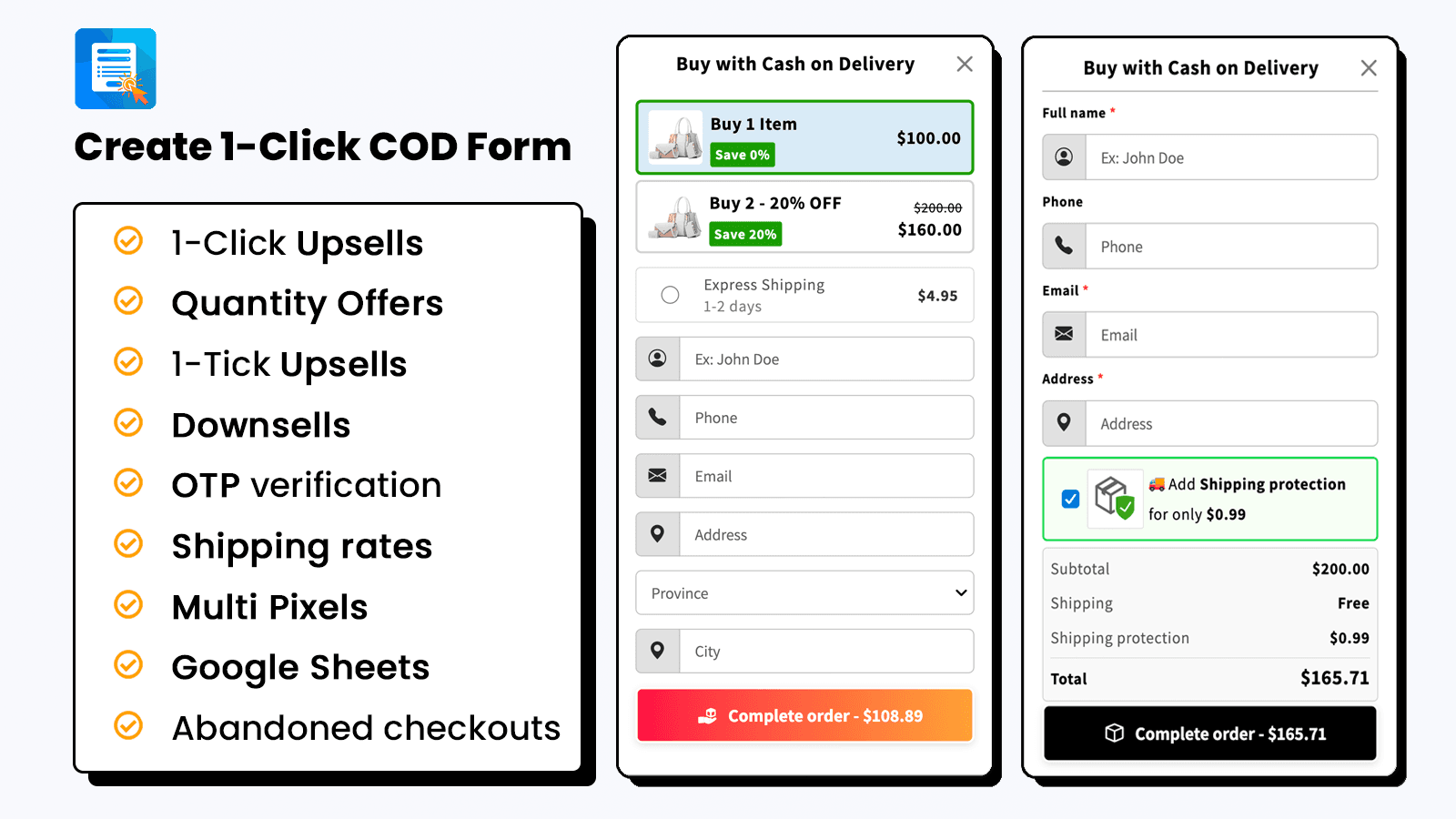 EasySell COD Form & Upsells screenshot 1