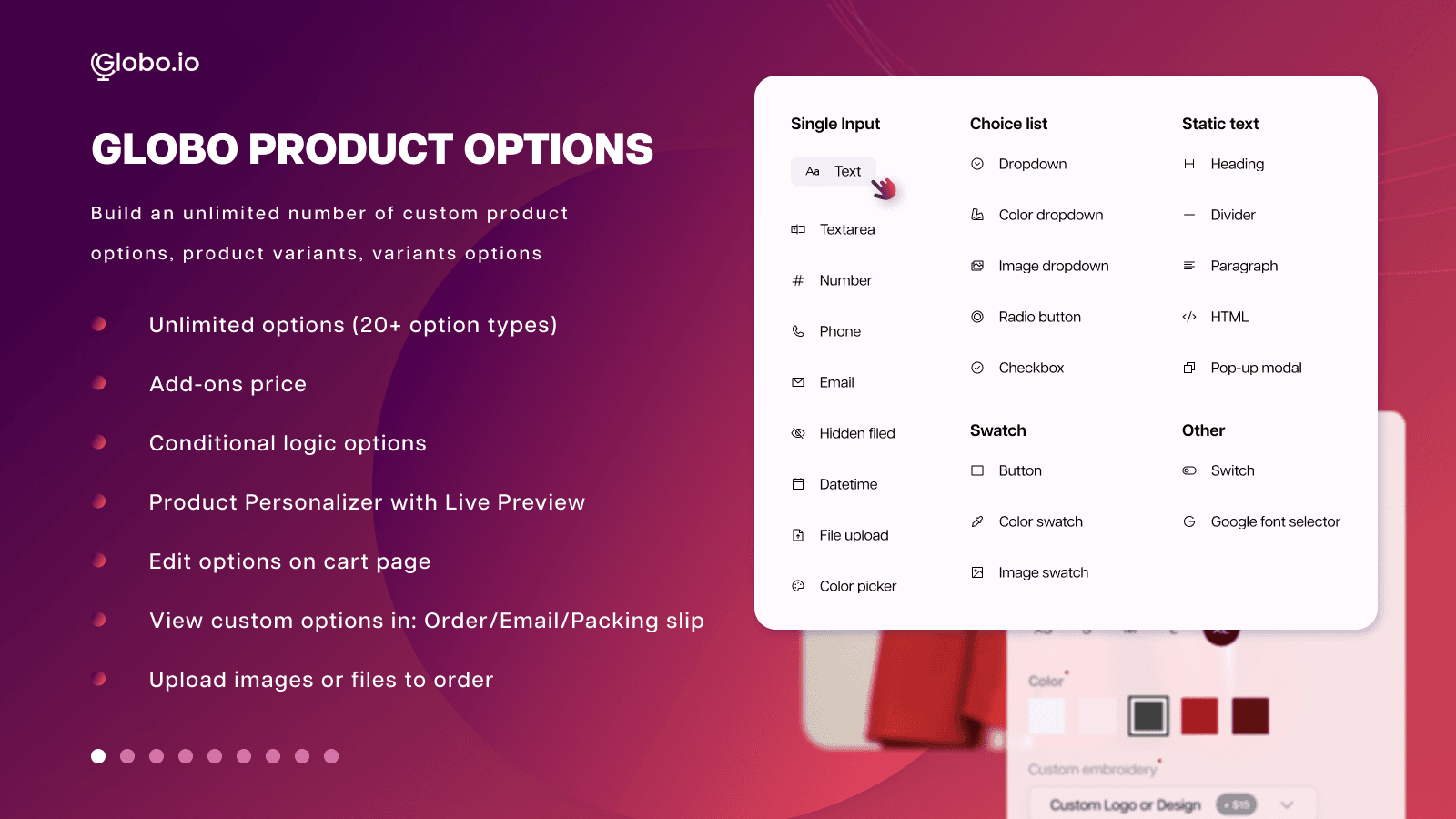 Globo Product Options, Variant screenshot 1