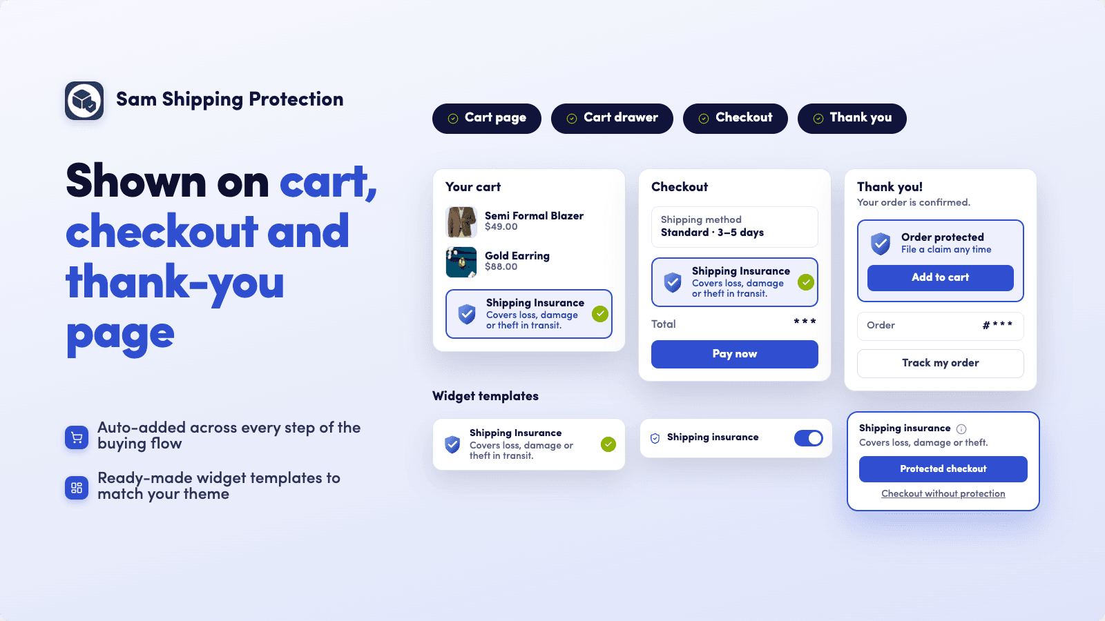 Sam Shipping Protection Upsell screenshot 2