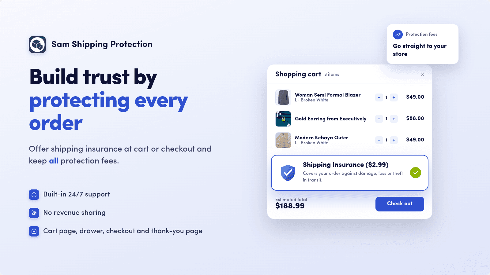 Sam Shipping Protection Upsell screenshot 1