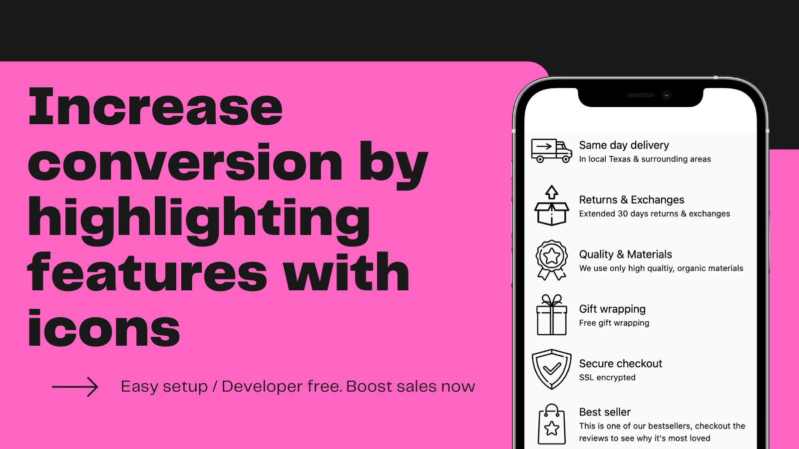 Product Page Features Icons screenshot 1