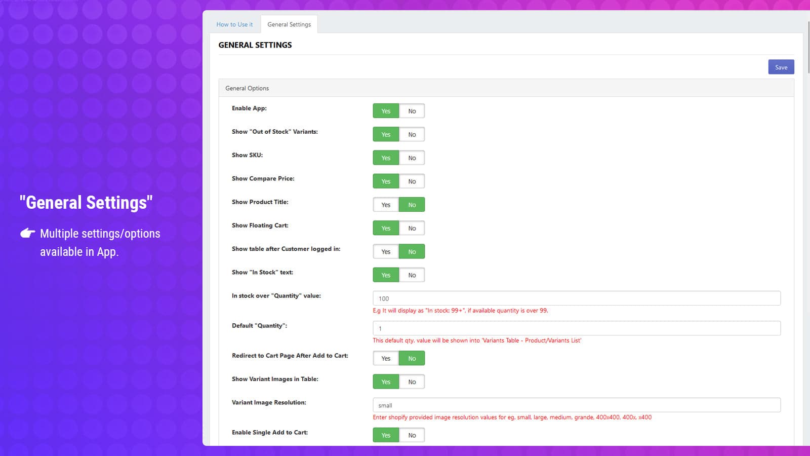 C: Product Variants in Table screenshot 2