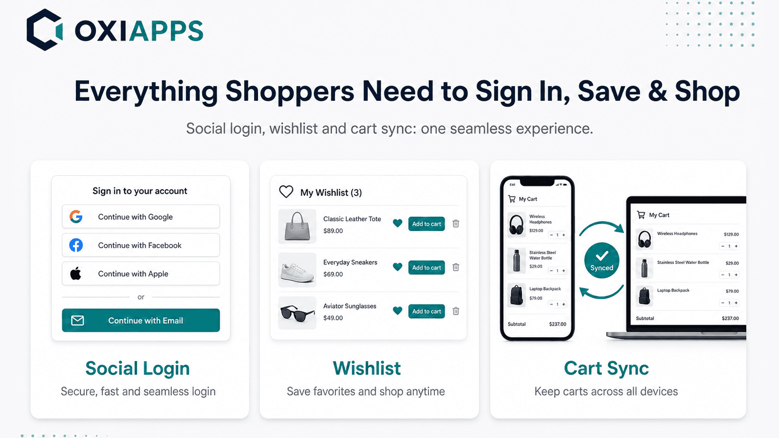 Oxi Login, CartSync & Wishlist screenshot 1