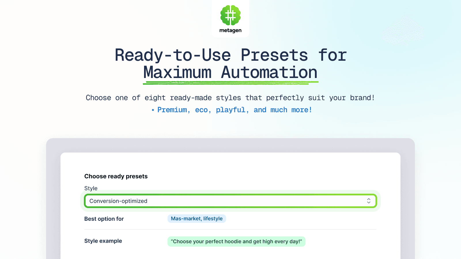 Metagen AI | Metatags & LLMs screenshot 2
