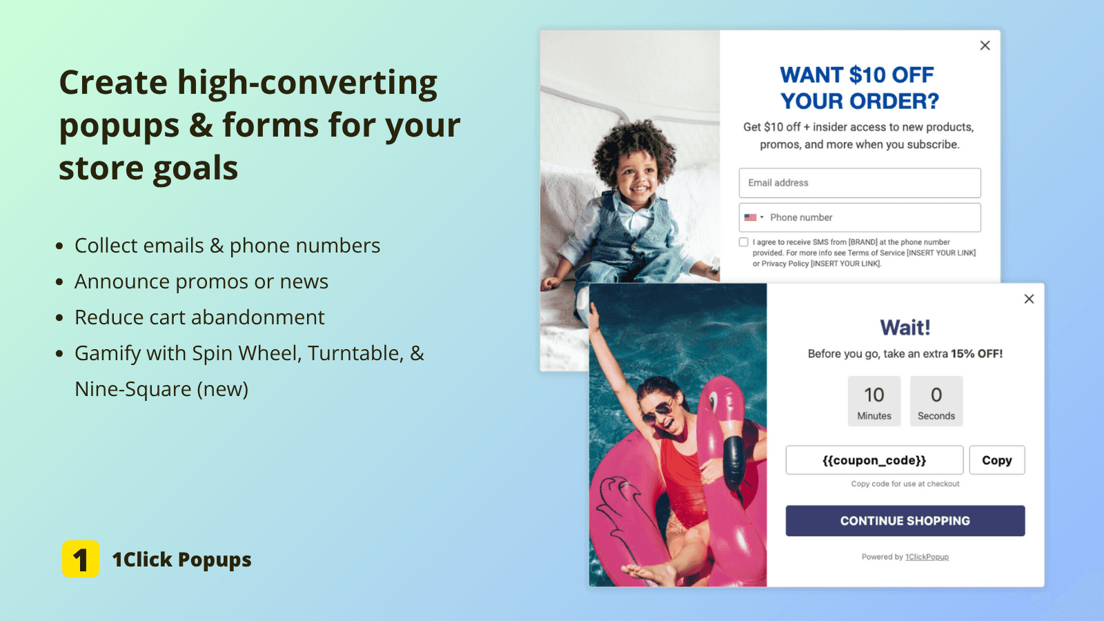 1CP: Email Popups & Spin Wheel screenshot 1