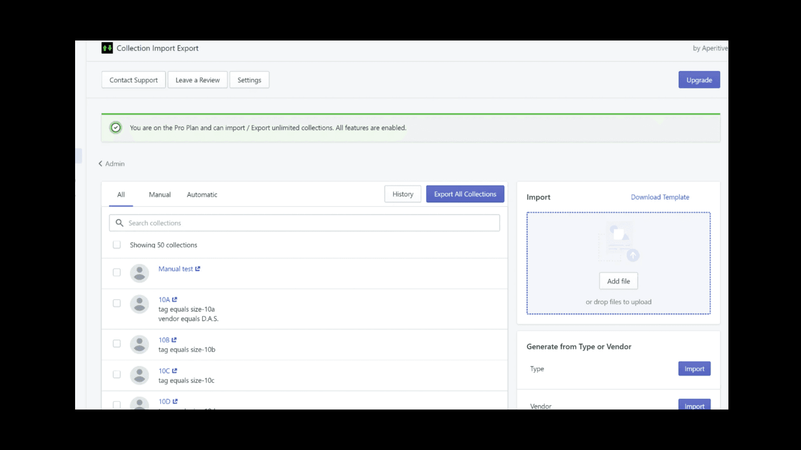 Collections Import Export Pro screenshot 1
