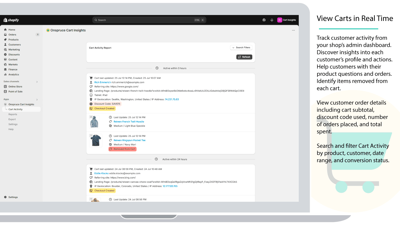 Onspruce Cart Insights screenshot 1