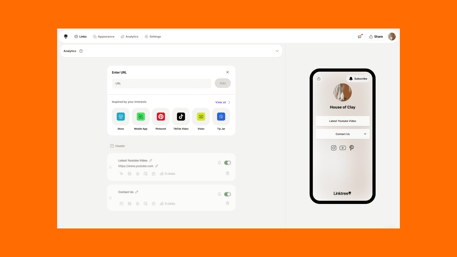 Linktree screenshot 2