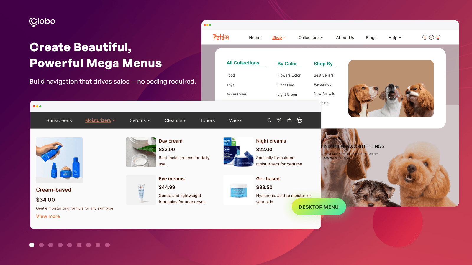 Globo Mega Menu, Navigation screenshot 1