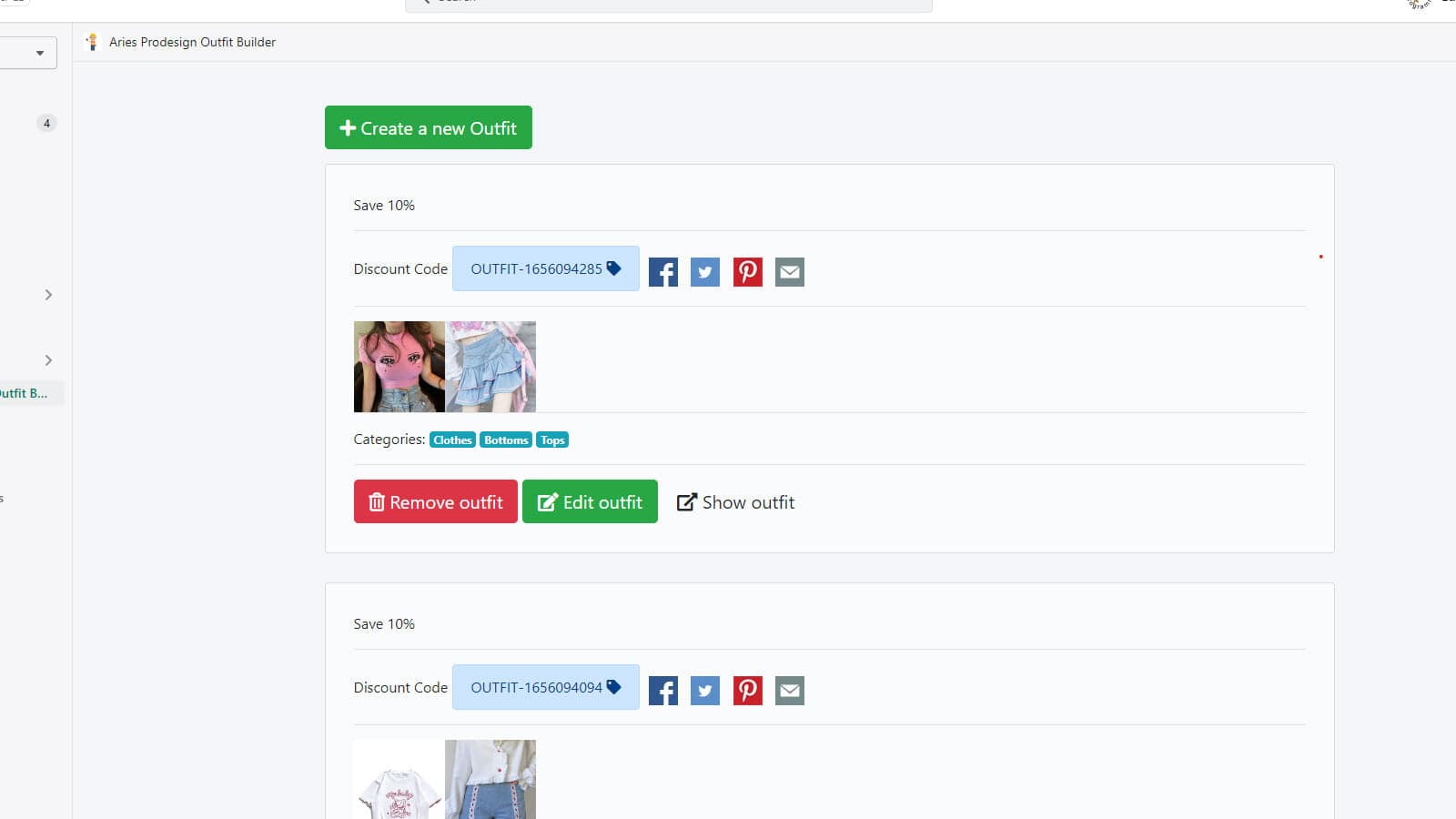 Aries Prodesign Outfit Builder screenshot 2
