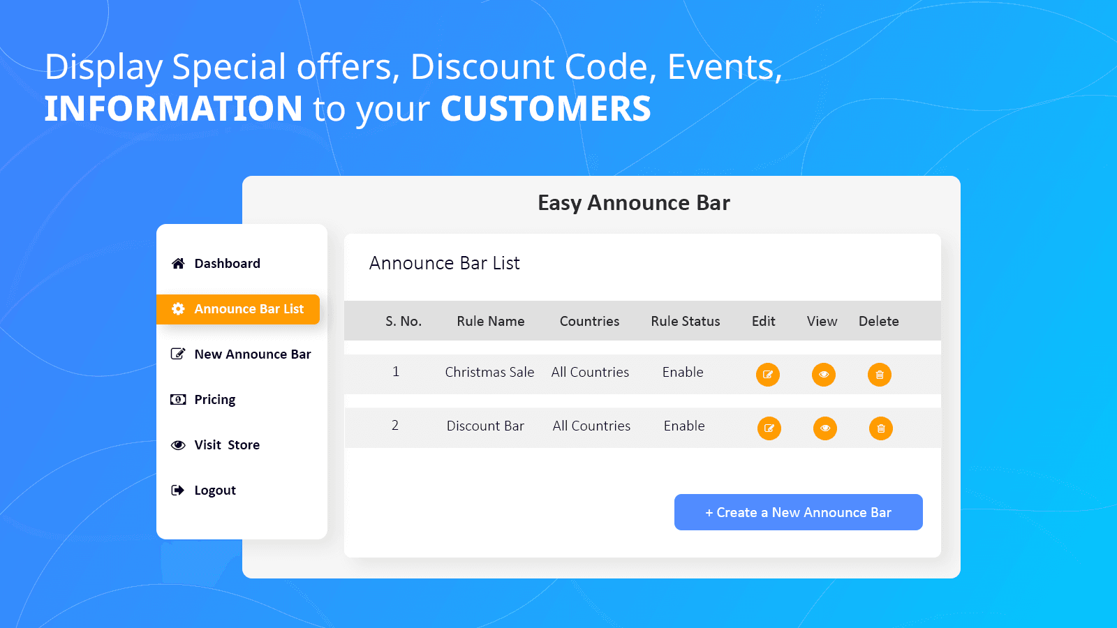 Easy Announce Bar screenshot 1
