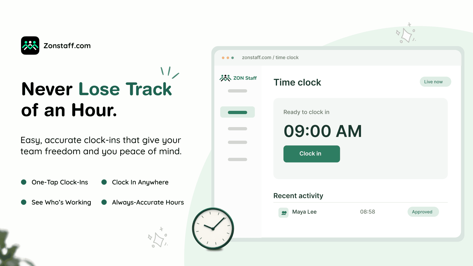 Zon Staff POS Time Clock In screenshot 1