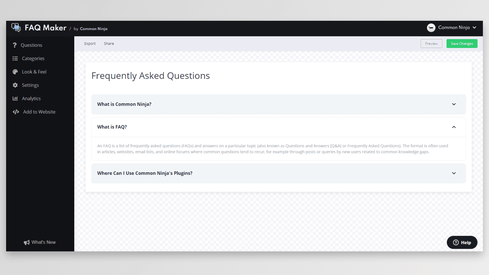 Common Ninja FAQ screenshot 2