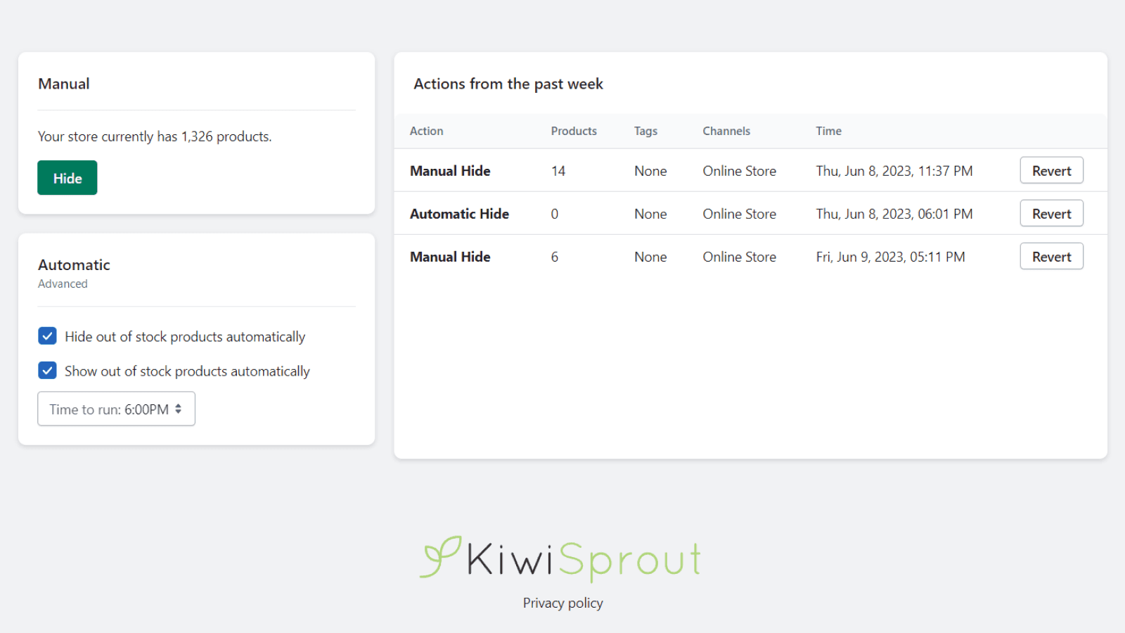 Knockout ‑ Hide Out Of Stock screenshot 2