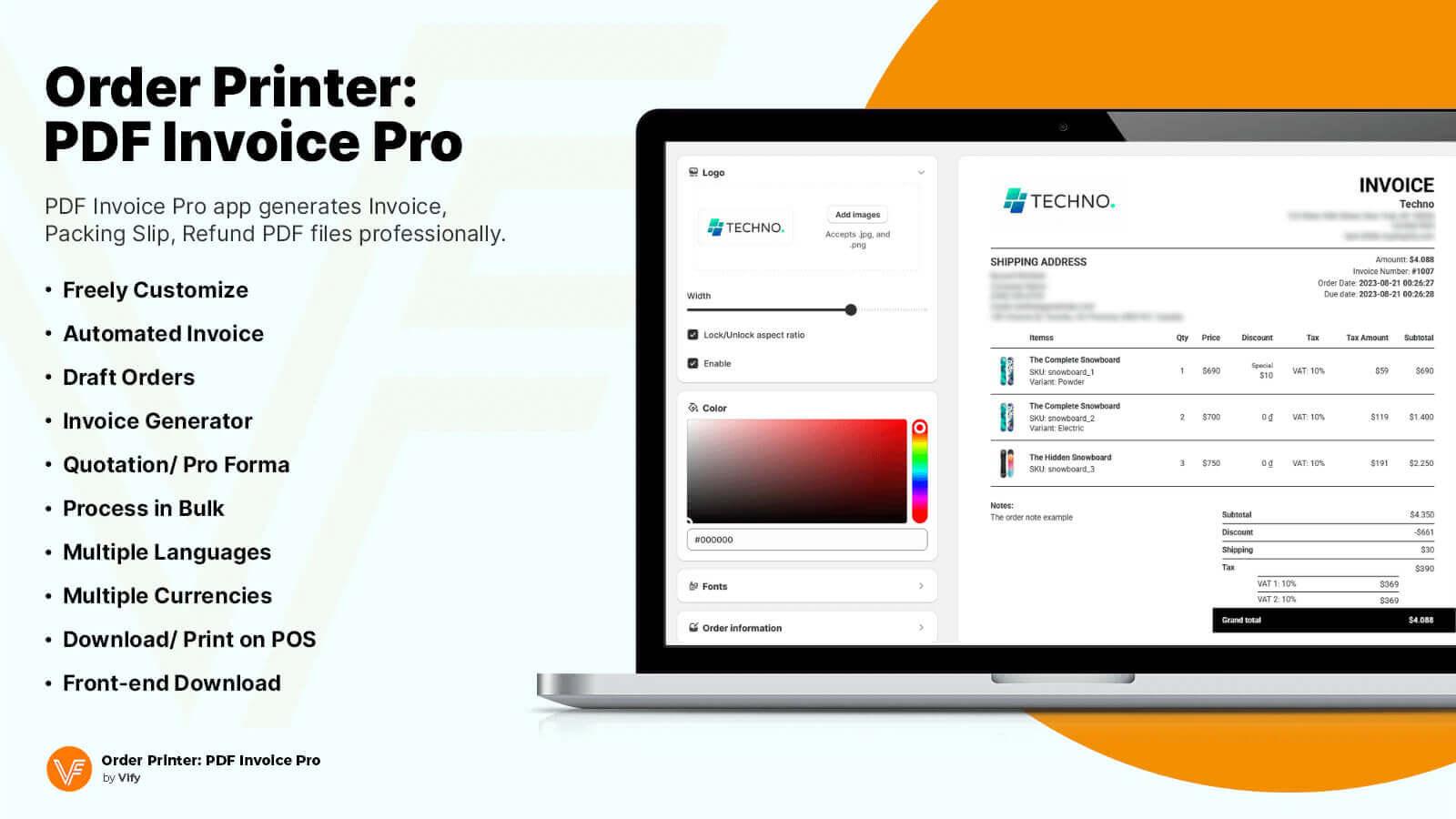 Vify Order Printer PDF Invoice screenshot 2