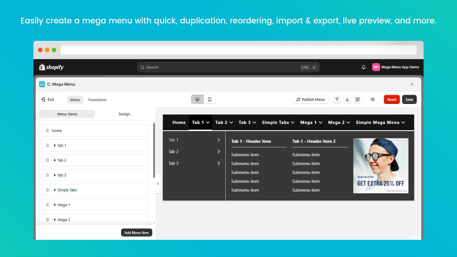 C: Mega Menu screenshot 1
